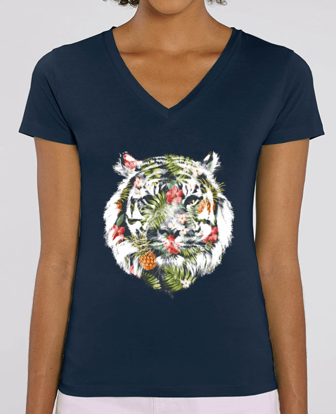 Tee Shirt Femme Col V Stella EVOKER Tropical tiger Par  robertfarkas