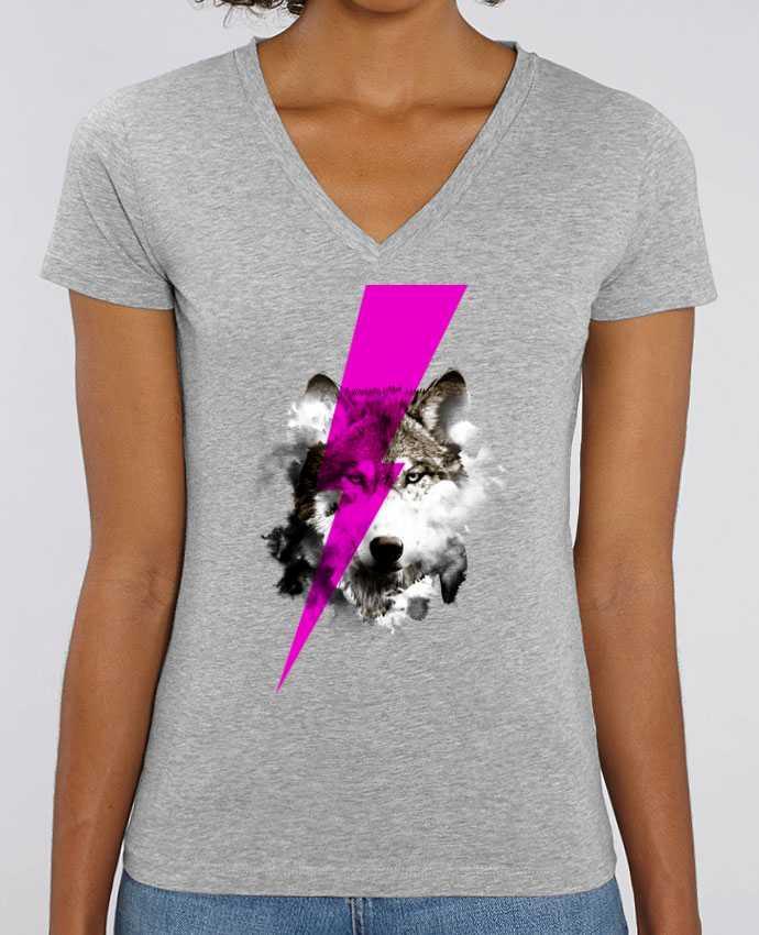 Women V-Neck T-shirt Stella Evoker Wolf rocks Par  robertfarkas