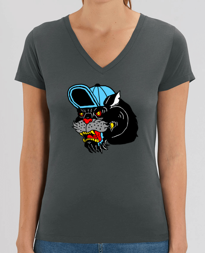 Women V-Neck T-shirt Stella Evoker Panther Par  Nick cocozza