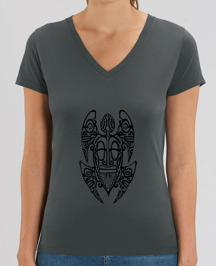 Women V-Neck T-shirt Stella Evoker Tortue Par  TeanuanuaTatooDesign