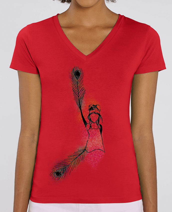 Women V-Neck T-shirt Stella Evoker Femme Paon Par  Arow