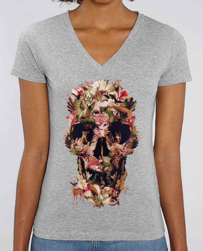 Tee Shirt Femme Col V Stella EVOKER Jungle Skull Par  ali_gulec