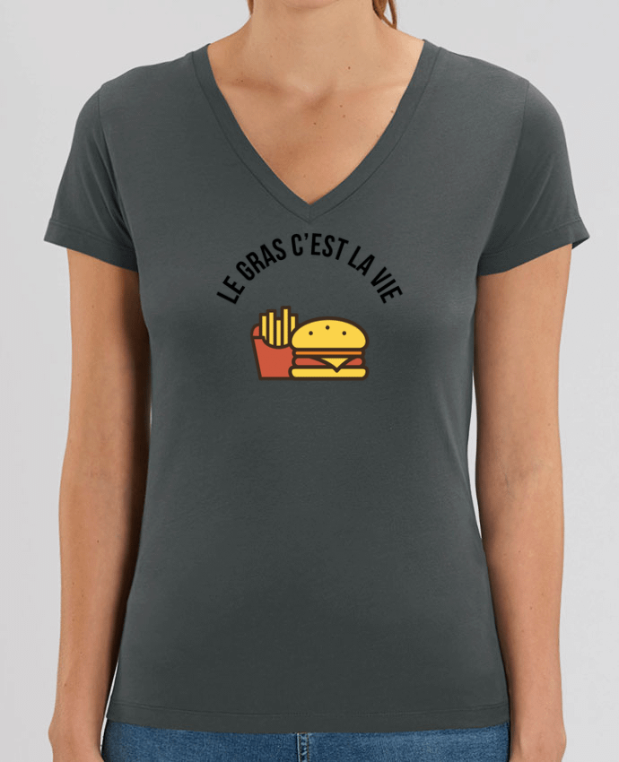 Camiseta Mujer Cuello V Stella EVOKER Le gras c'est la vie Par  tunetoo