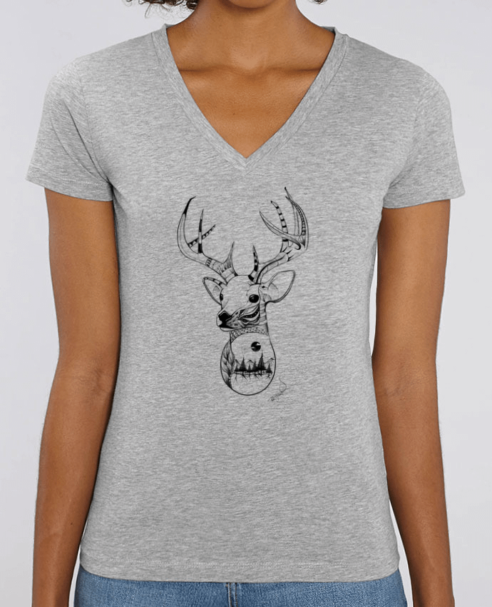 Women V-Neck T-shirt Stella Evoker .American Wolf. Par  The Wild Light