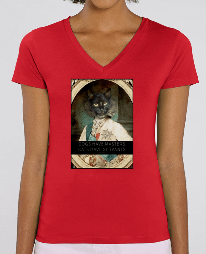 Tee Shirt Femme Col V Stella EVOKER King Cat Par  Tchernobayle