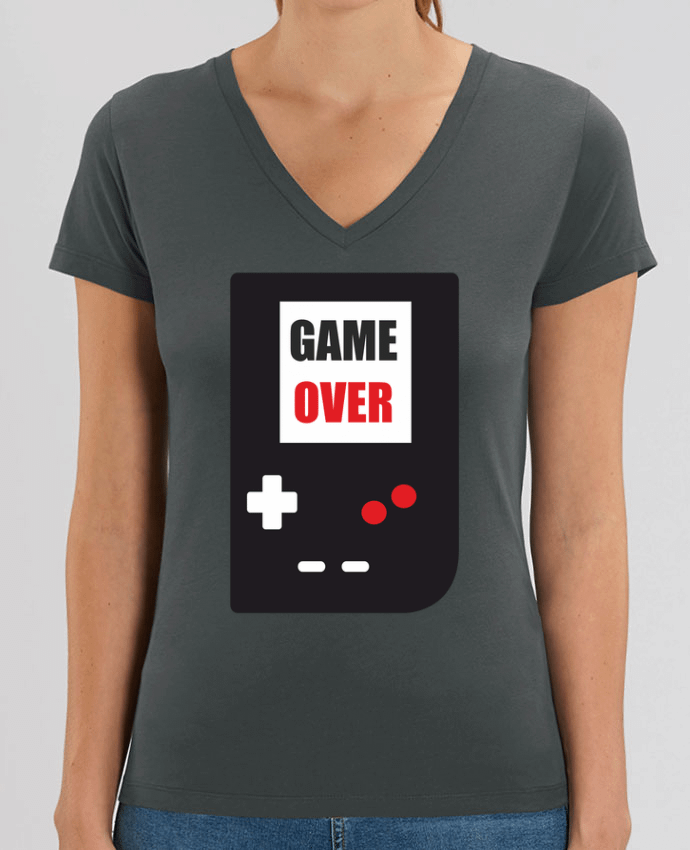 Tee Shirt Femme Col V Stella EVOKER Game Over Console Game Boy Par  Benichan