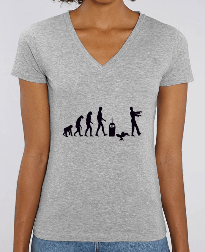 Women V-Neck T-shirt Stella Evoker Zombie évolution Par  Benichan