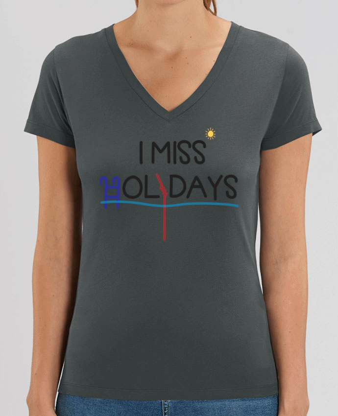 Camiseta Mujer Cuello V Stella EVOKER I miss holidays Par  tunetoo