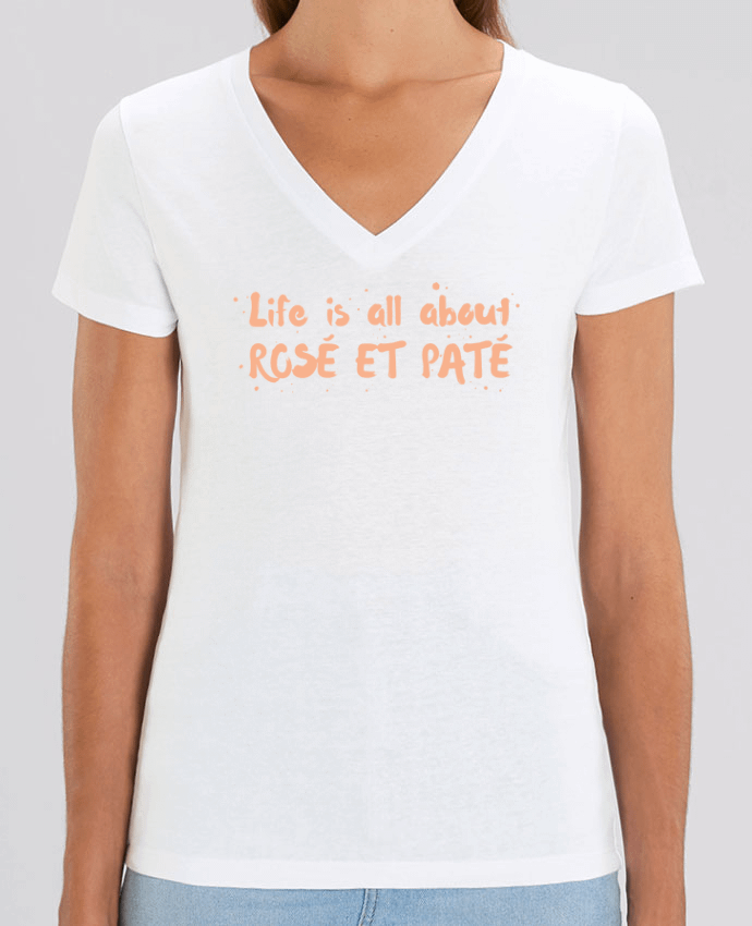 Tee Shirt Femme Col V Stella EVOKER Rosé et Paté Par  tunetoo