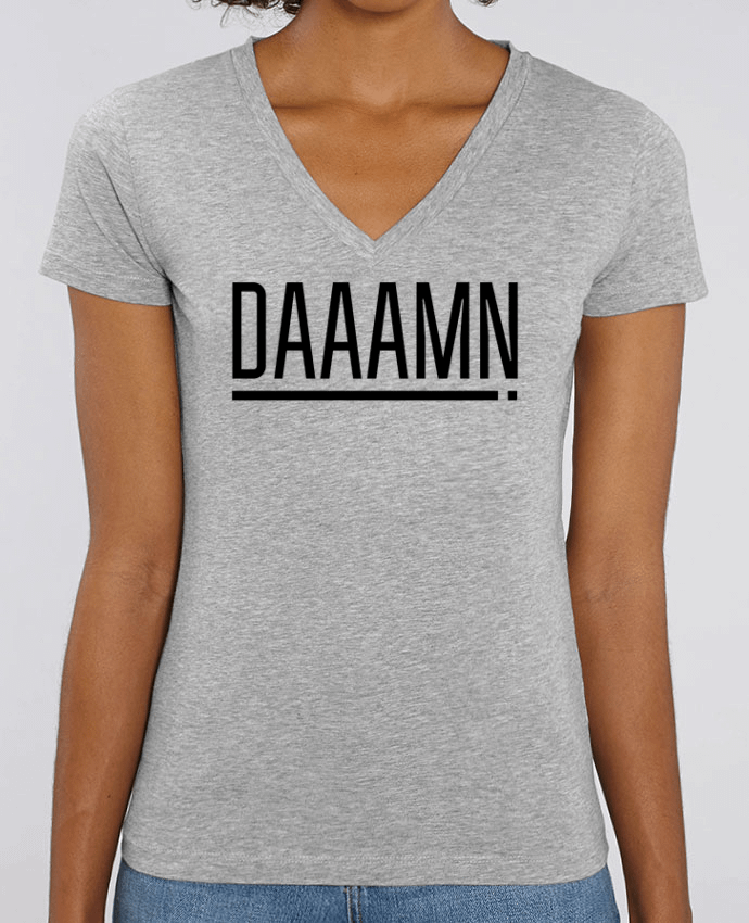 Tee Shirt Femme Col V Stella EVOKER Daaamn ! Par  tunetoo