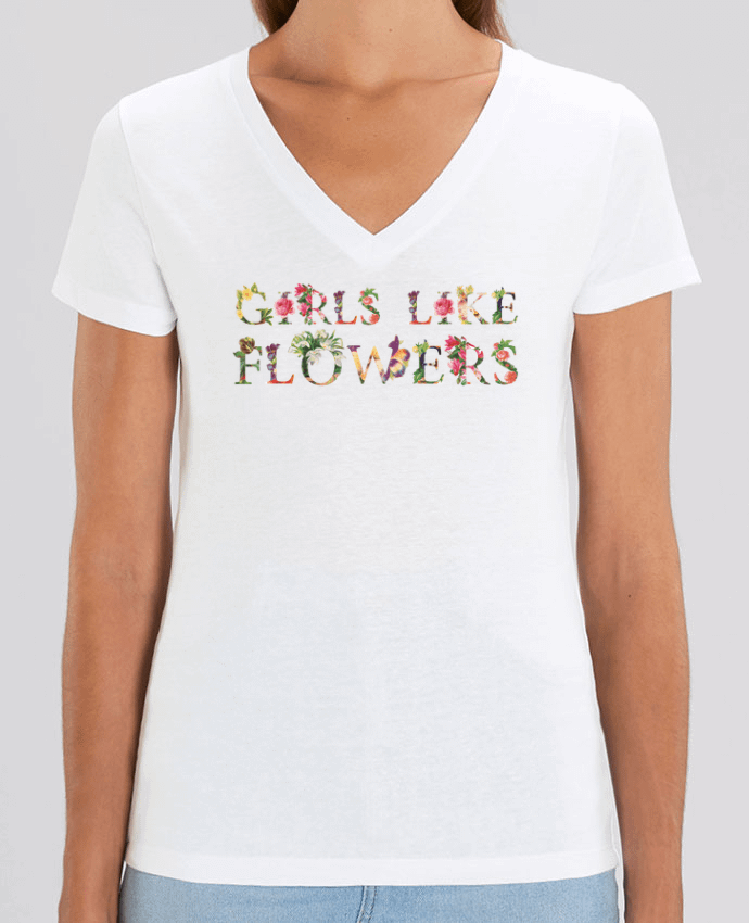 Camiseta Mujer Cuello V Stella EVOKER Girls like flowers Par  tunetoo