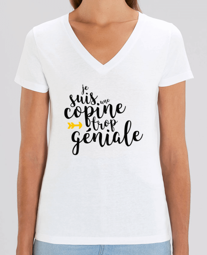 Camiseta Mujer Cuello V Stella EVOKER Je suis une copine trop géniale Par  tunetoo