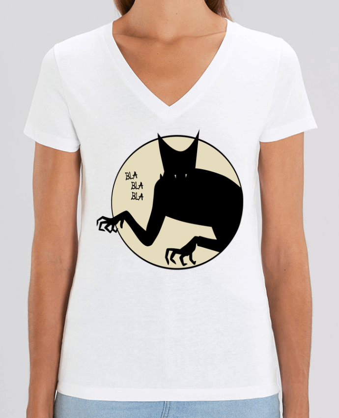 Camiseta Mujer Cuello V Stella EVOKER BLA BLA BLA Par  teeshirt-design.com