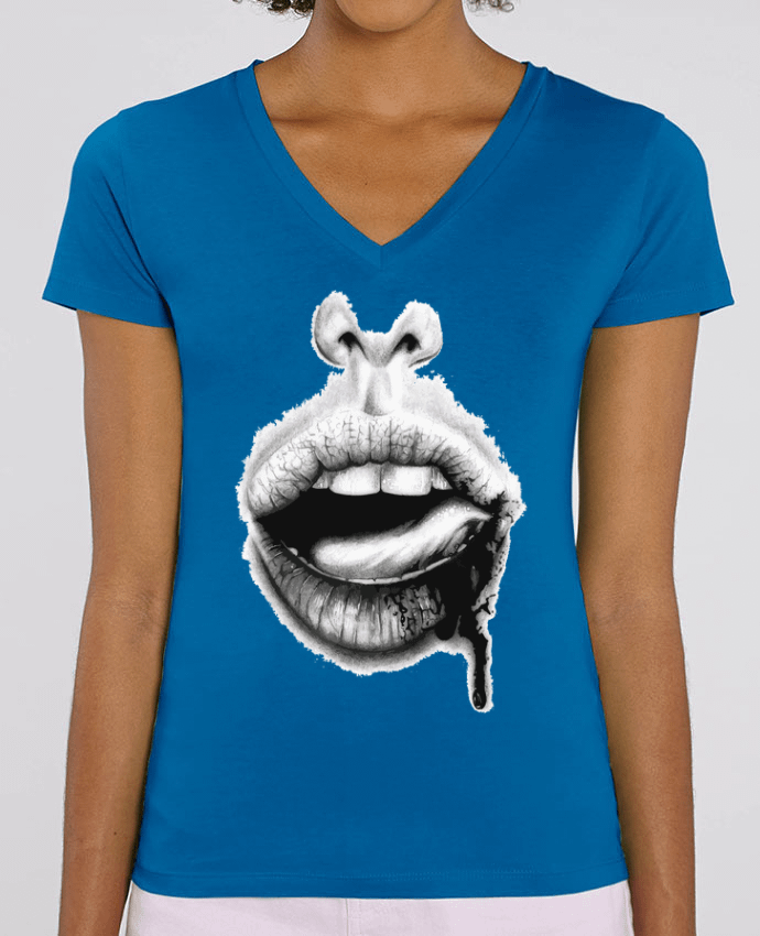 Women V-Neck T-shirt Stella Evoker BAISER VIOLENT Par  teeshirt-design.com