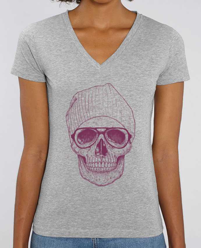 Women V-Neck T-shirt Stella Evoker Cool Skull Par  Balàzs Solti
