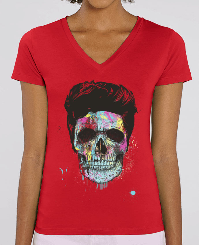 Women V-Neck T-shirt Stella Evoker Death in Color Par  Balàzs Solti