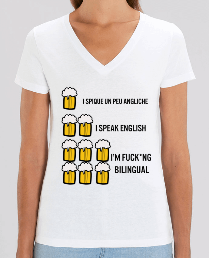 Women V-Neck T-shirt Stella Evoker I'm bilingual Par  Kudice