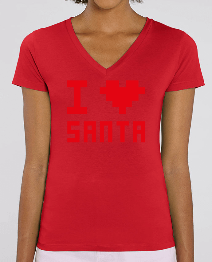 Women V-Neck T-shirt Stella Evoker I LOVE SANTA Par  tunetoo