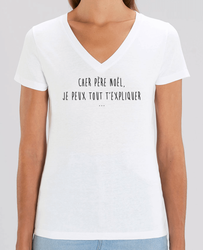 Women V-Neck T-shirt Stella Evoker Cher Père Noël, je peux tout t'expliquer... Par  tunetoo