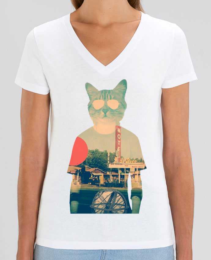 Women V-Neck T-shirt Stella Evoker Cool cat Par  ali_gulec