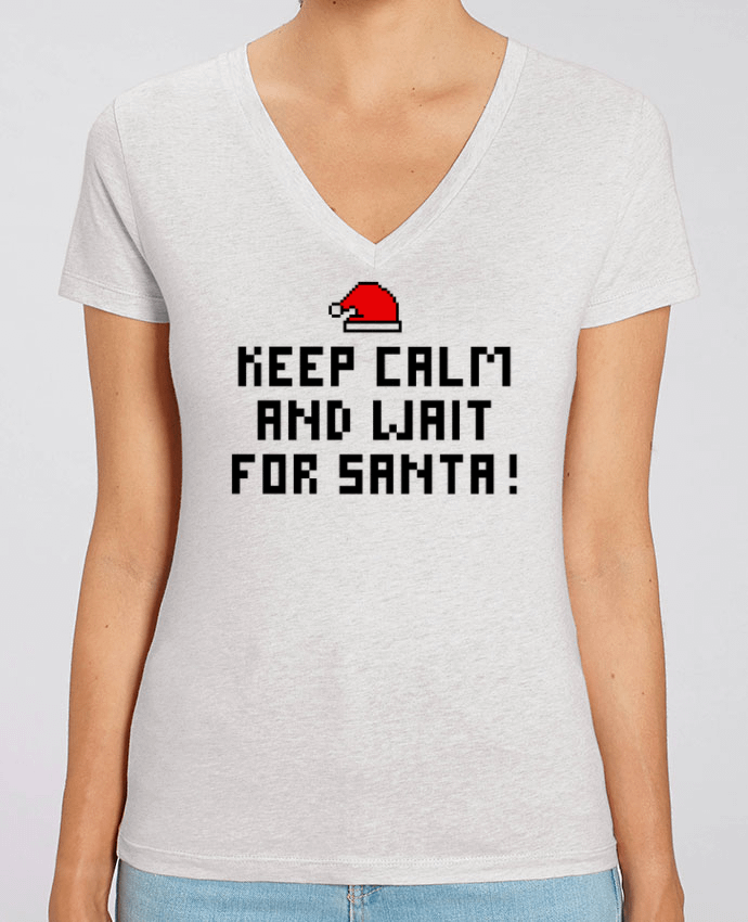 Camiseta Mujer Cuello V Stella EVOKER Keep calm and wait for Santa ! Par  tunetoo