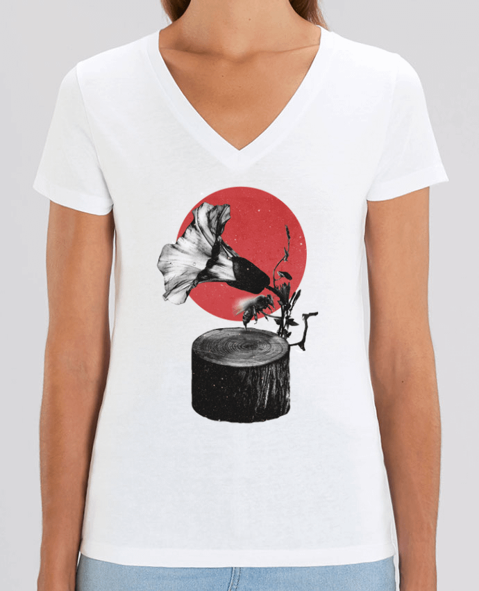Camiseta Mujer Cuello V Stella EVOKER Gramophone Par  ali_gulec