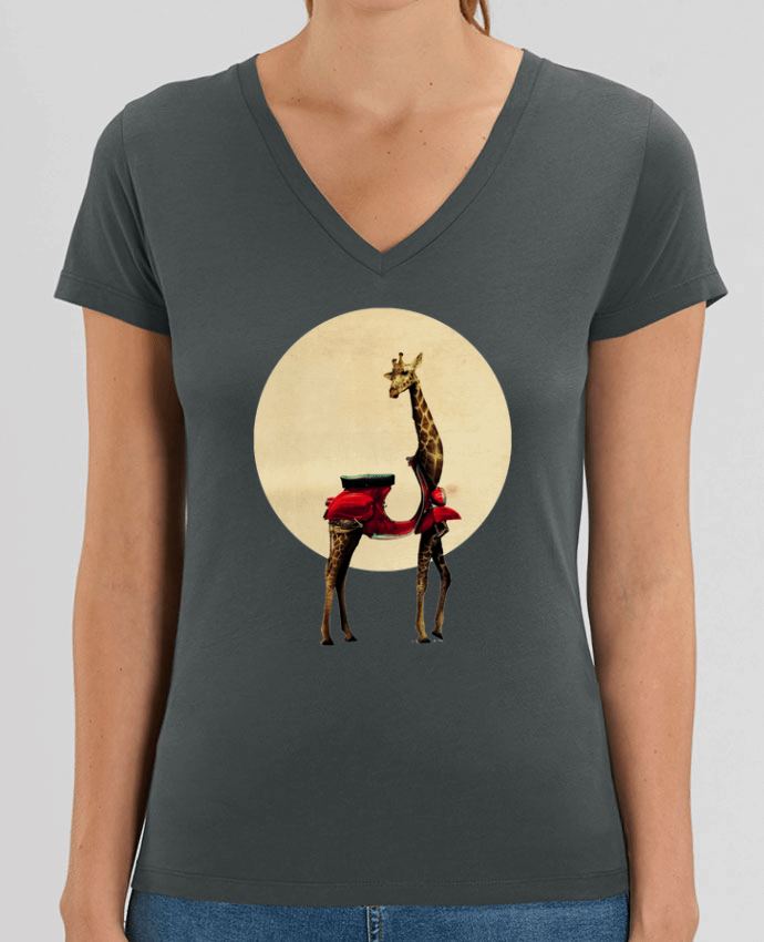 Women V-Neck T-shirt Stella Evoker Giraffe Par  ali_gulec