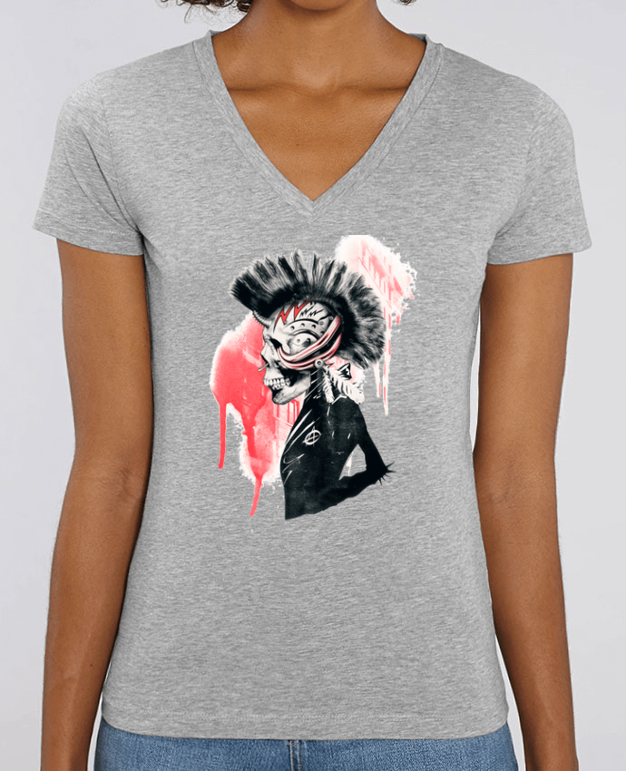 Women V-Neck T-shirt Stella Evoker Punk Par  ali_gulec