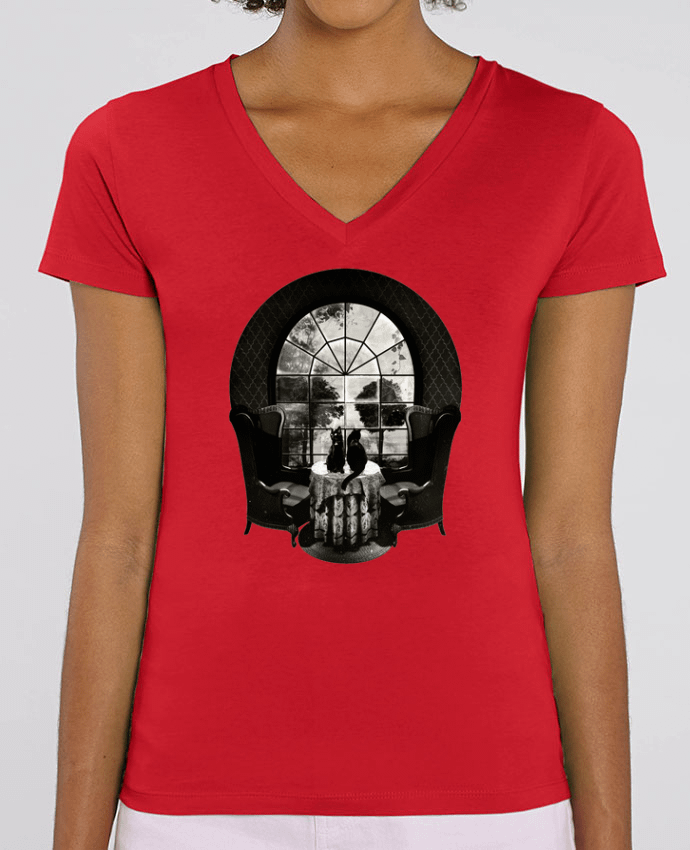 Women V-Neck T-shirt Stella Evoker Room skull Par  ali_gulec