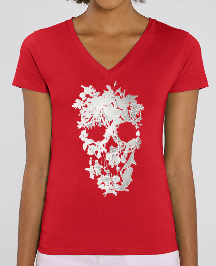 Women V-Neck T-shirt Stella Evoker Simple Skull Par  ali_gulec
