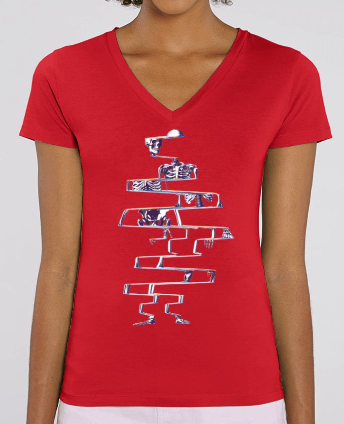 Camiseta Mujer Cuello V Stella EVOKER Skeleton Par  ali_gulec