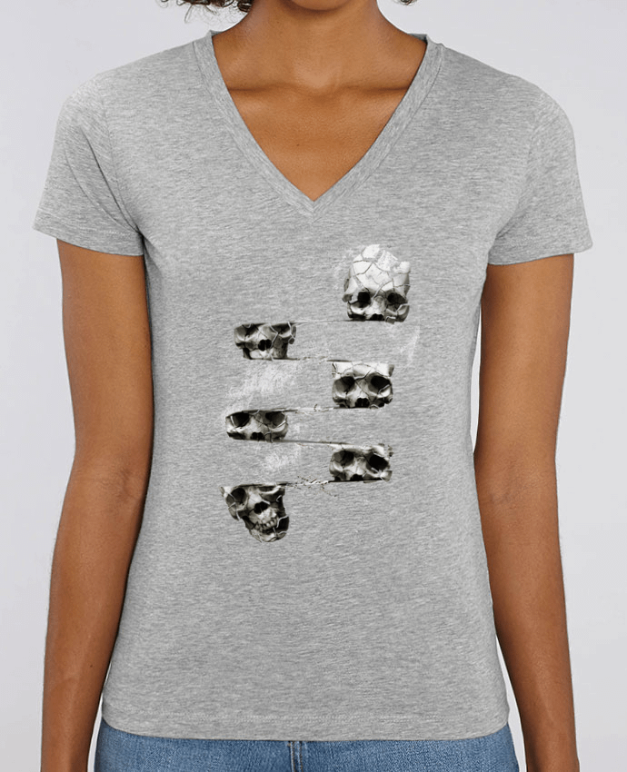 Women V-Neck T-shirt Stella Evoker Skull 3 Par  ali_gulec