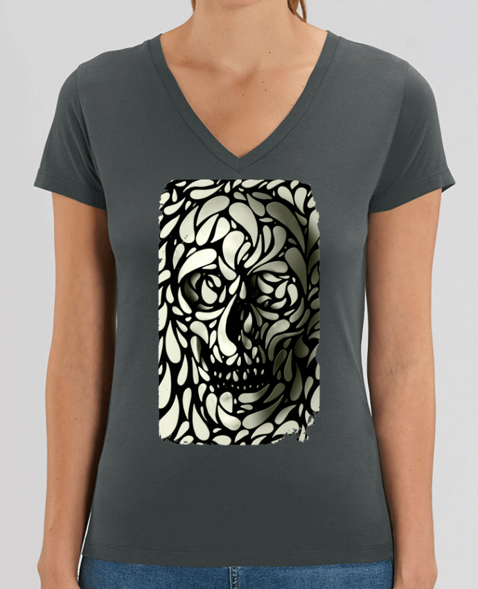 Women V-Neck T-shirt Stella Evoker Skull 4 Par  ali_gulec