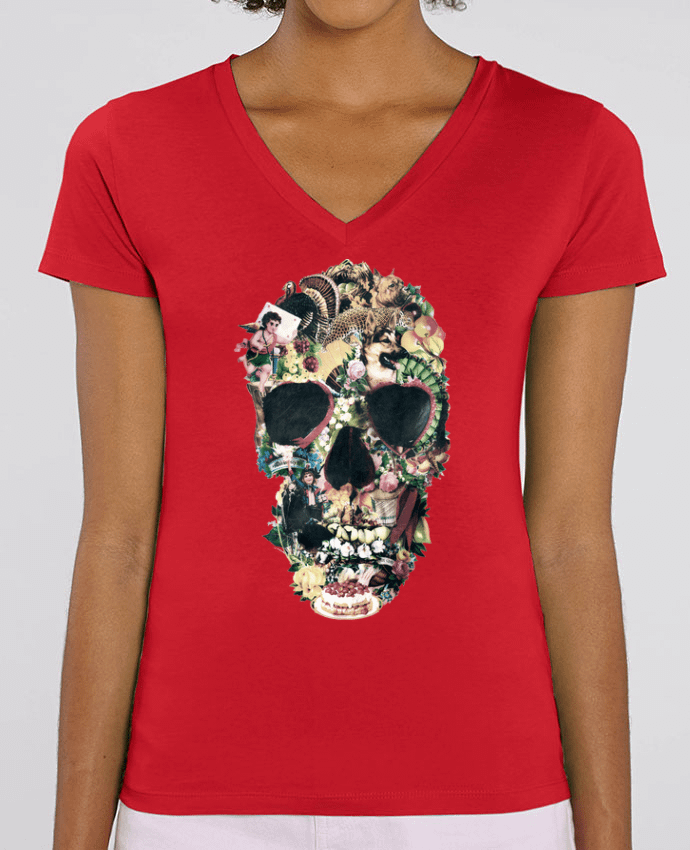Tee Shirt Femme Col V Stella EVOKER Vintage Skull Par  ali_gulec