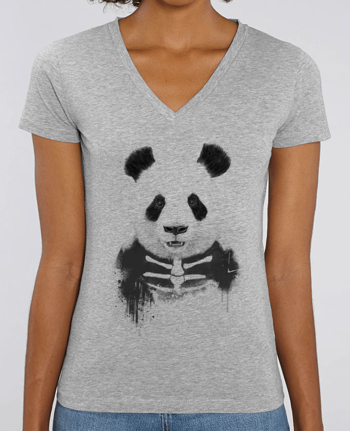 Women V-Neck T-shirt Stella Evoker Zombie Panda Par  Balàzs Solti