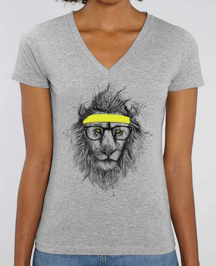 Camiseta Mujer Cuello V Stella EVOKER Hipster Lion Par  Balàzs Solti