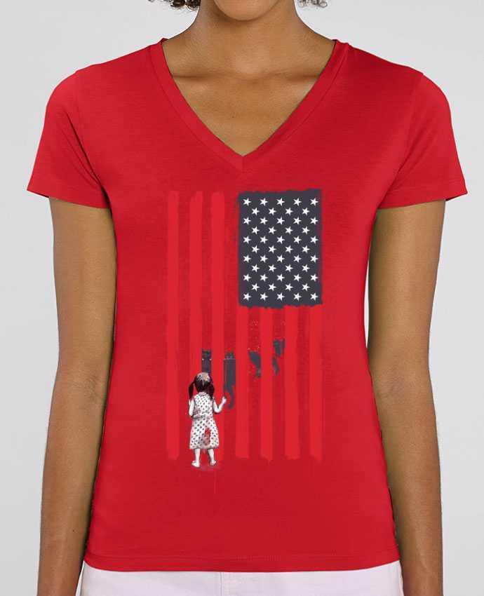Women V-Neck T-shirt Stella Evoker little_girl_and_wolvoes Par  Balàzs Solti