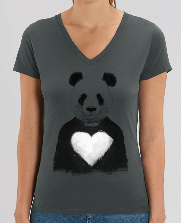 Women V-Neck T-shirt Stella Evoker lovely_panda Par  Balàzs Solti