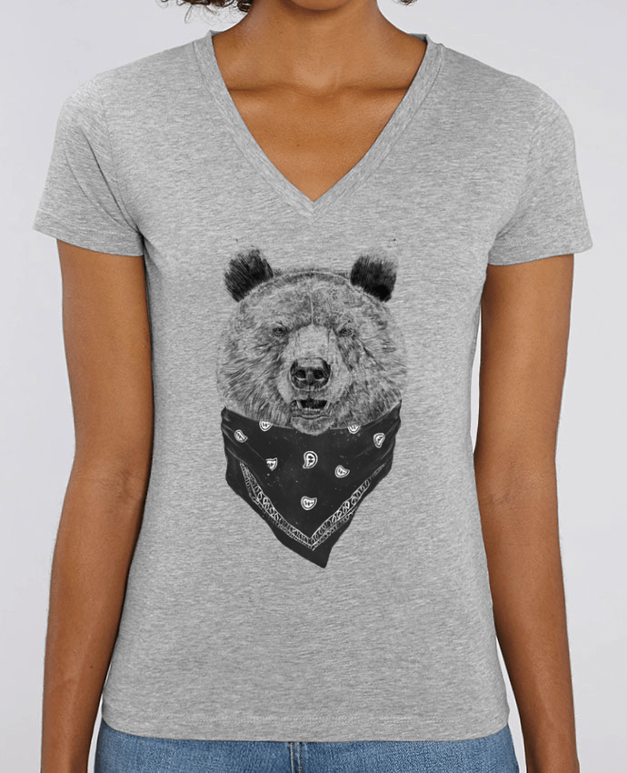 Camiseta Mujer Cuello V Stella EVOKER wild_bear Par  Balàzs Solti