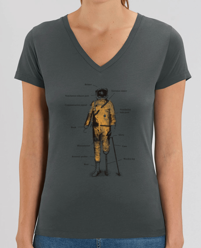 Tee Shirt Femme Col V Stella EVOKER Astropirate with text Par  Florent Bodart