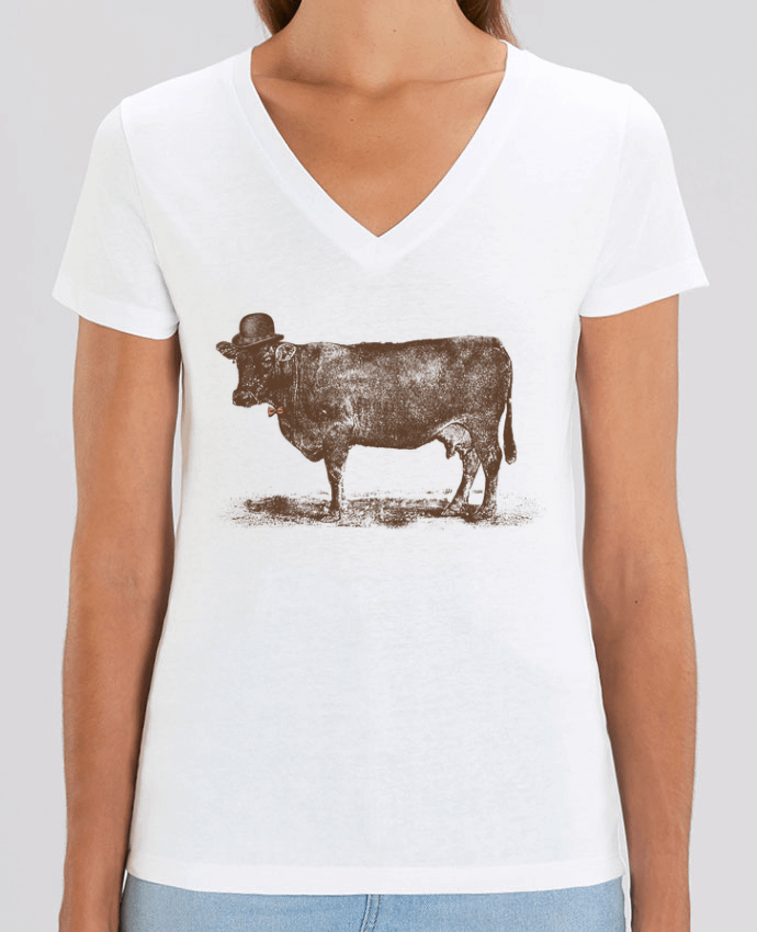 Tee Shirt Femme Col V Stella EVOKER Cow Cow Nut Par  Florent Bodart
