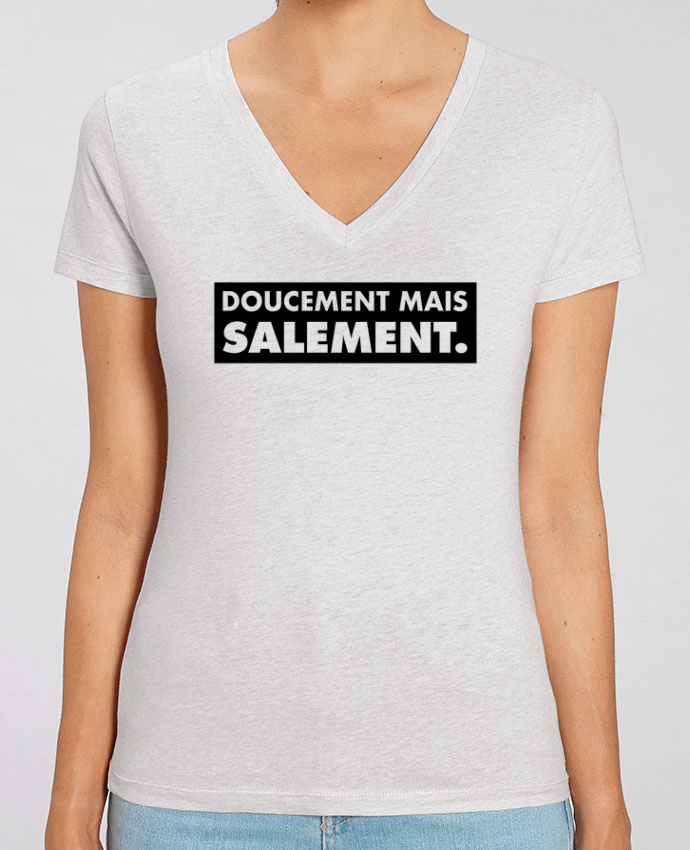 Women V-Neck T-shirt Stella Evoker Doucement mais salement. Par  tunetoo