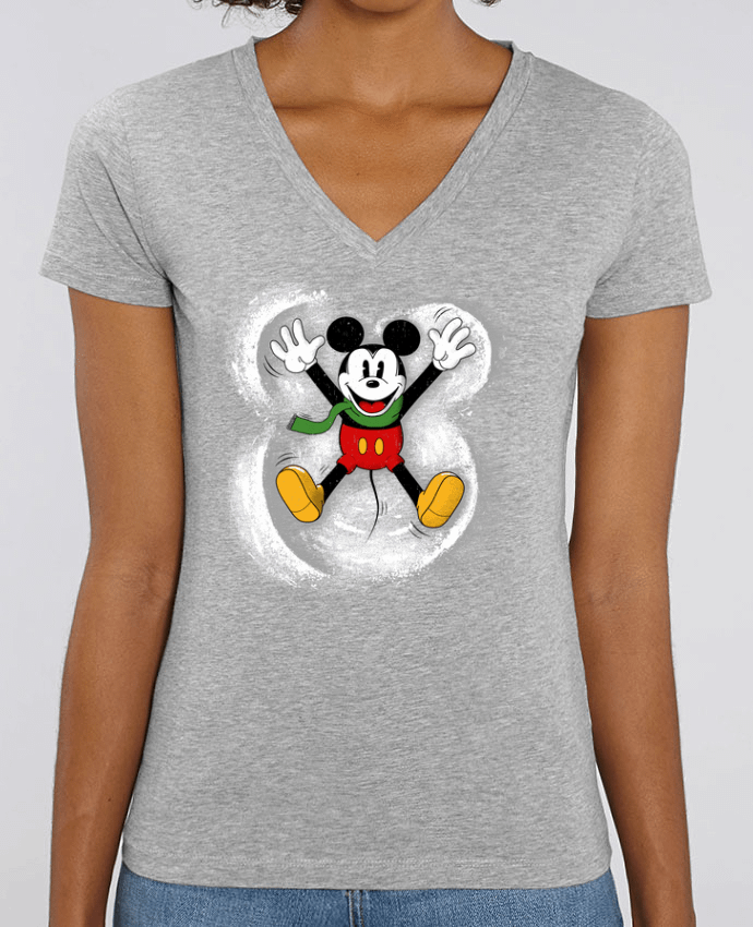Camiseta Mujer Cuello V Stella EVOKER Mickey in snow Par  Florent Bodart