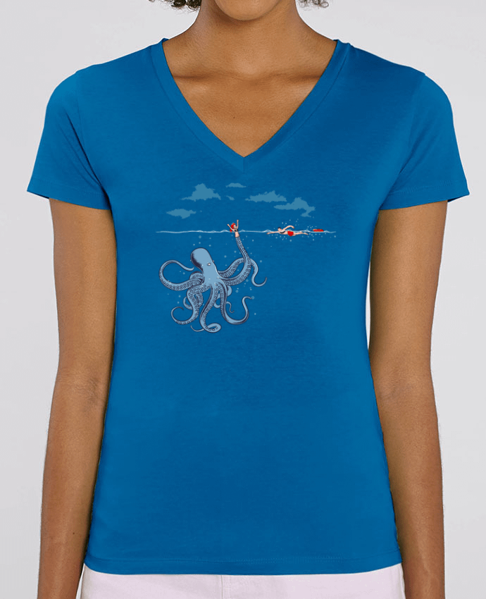 Camiseta Mujer Cuello V Stella EVOKER Octo Trap Par  flyingmouse365