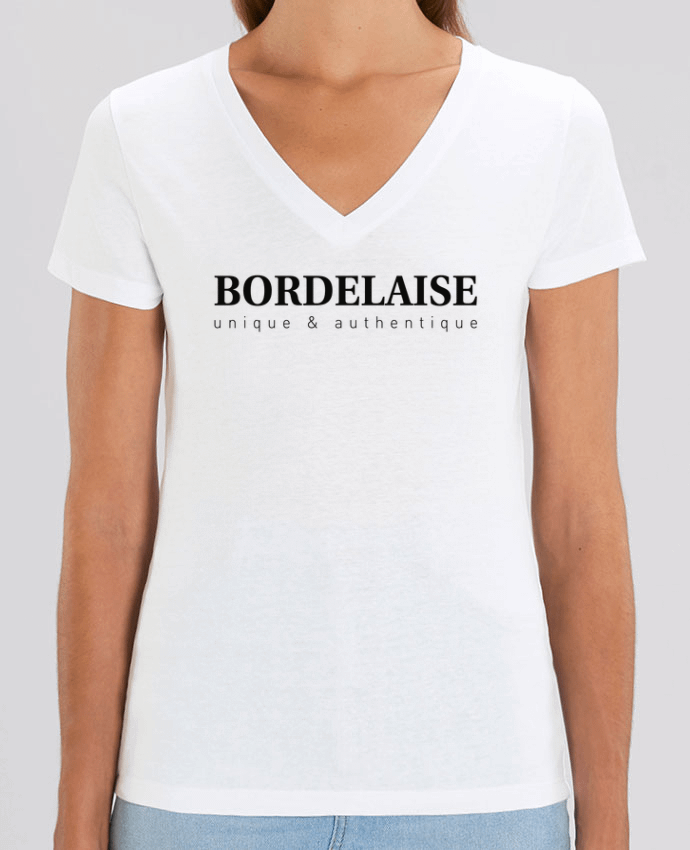 Women V-Neck T-shirt Stella Evoker Bordelais/Bordelaise Par  tunetoo