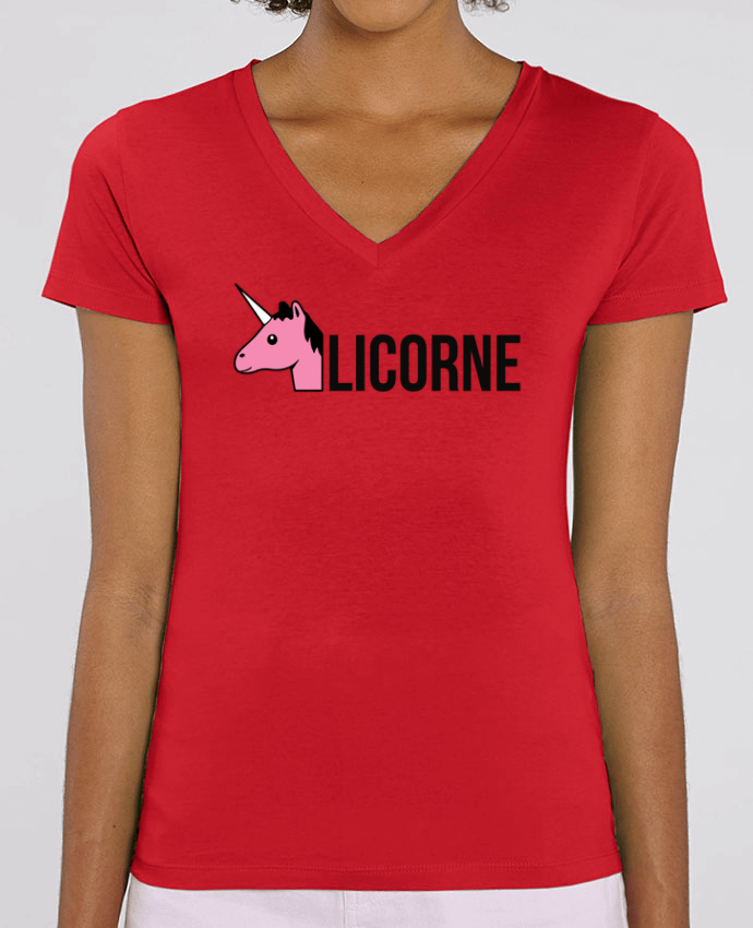 Women V-Neck T-shirt Stella Evoker Licorne Par  tunetoo
