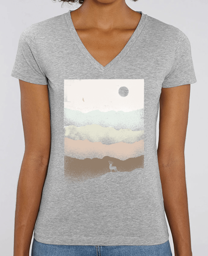 Women V-Neck T-shirt Stella Evoker Quietude Par  Florent Bodart
