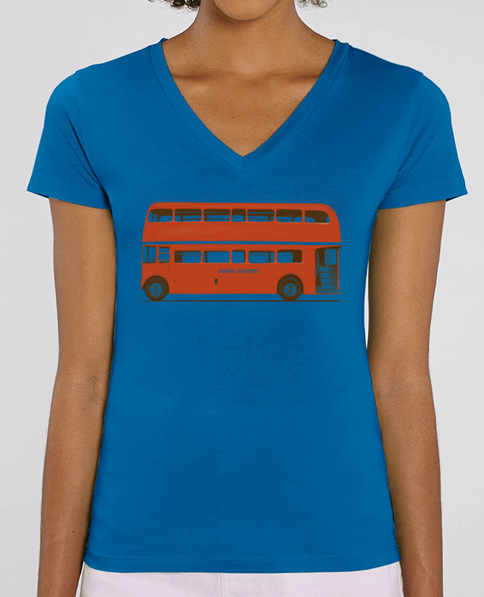 Tee Shirt Femme Col V Stella EVOKER Red London Bus Par  Florent Bodart