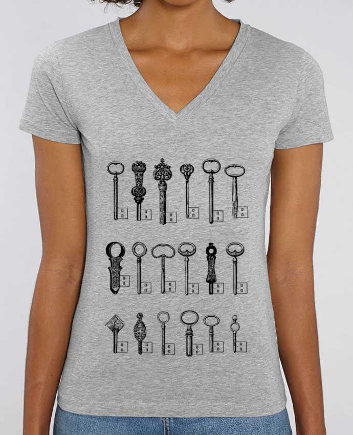 Women V-Neck T-shirt Stella Evoker USB Keys Par  Florent Bodart