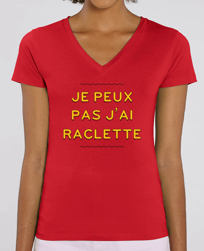 Women V-Neck T-shirt Stella Evoker Je peux pas j'ai raclette Par  tunetoo